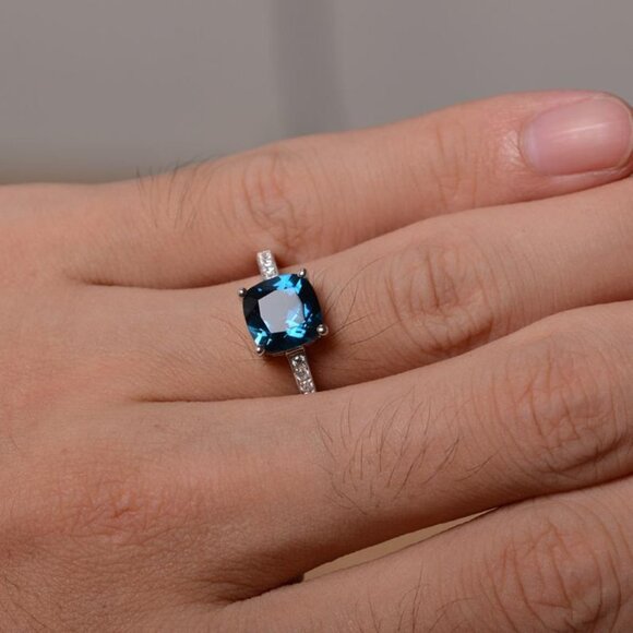 London Blue Topaz Ring 925 Sterling Silver - Picture 2 of 6